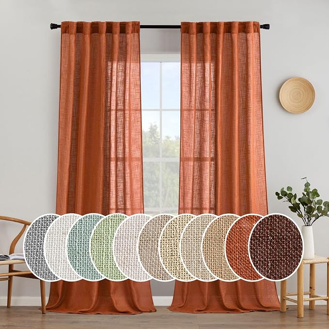 MIULEE Rust Curtains 90 Inch Length 2 Panels by MIULEE