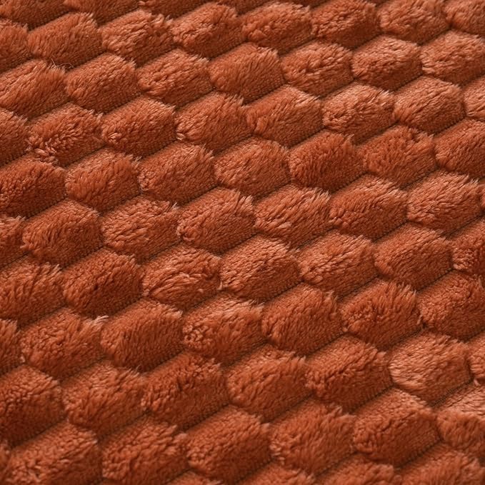 Puncuntex Burnt Orange Throw Blanket 50"×60" inches Fuzzy 3D Jacquard - Image 5