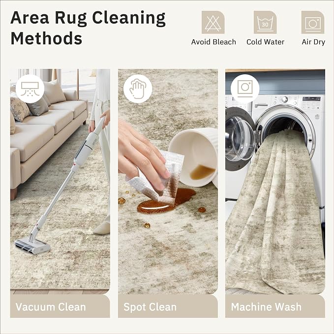 Soalmost Abstract Runner Rug 2x12 Hallway Kitchen Runners Beige/Gray | Vintage - Image 9