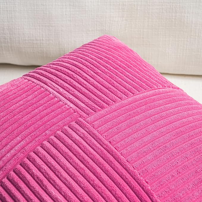 Fancy Homi 2 Packs Hot Pink Lumbar Decorative Throw Pillow Covers 12x20 Inch - Image 3