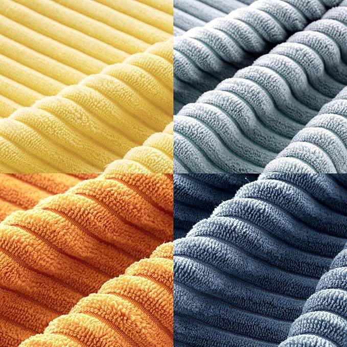MIULEE Soft Corduroy Decorative Throw Pillow Covers Blue-Orange 20x20 | Set of 4 - Image 6