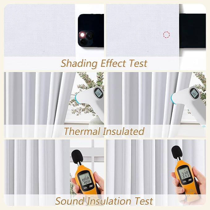 White 100% Blackout Linen Curtains 52 Inch Wide by 142 Inch - Image 5