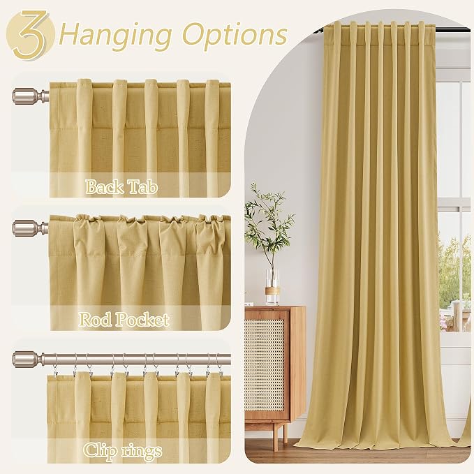 Guken 100% Blackout Curtains 102 Inch Length 2 Panels Set - Image 6