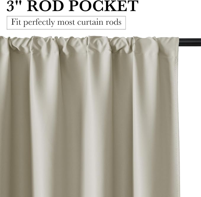 RYB HOME 100% Blackout Bathroom Curtains Over Sink 30 inches Long, Heat & UV - Image 3