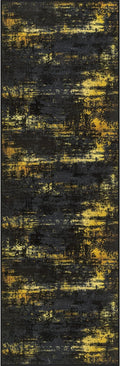 2x6 Washable Runner Rug：Modern Abstract Soft Carpet Black Gold | by FXRHLP