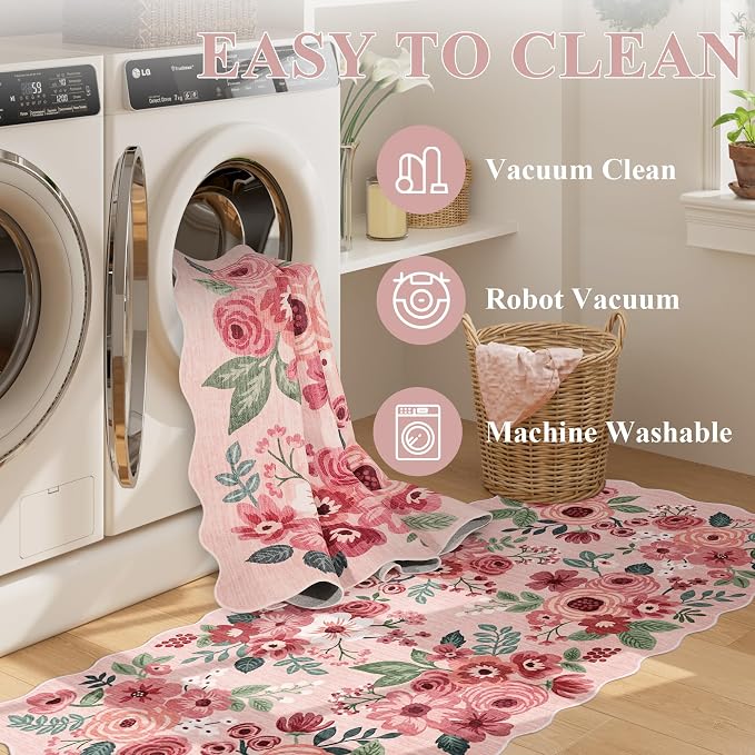DUKINO 2x6 Runner Rug, Floral Washable Rug - Image 6