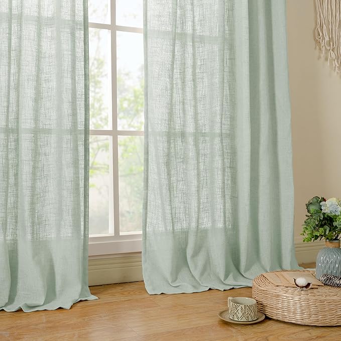 Short Window Linen Curtains 36 Inch Length 2 Panels, 34x36 Inch | Kitchen - Image 9