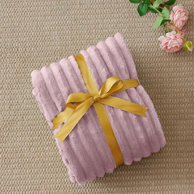 BEDELITE Ribbed Twin Blanket for Couch & Bed, Berry Purple, Warm Yet Lightweight - Image 2