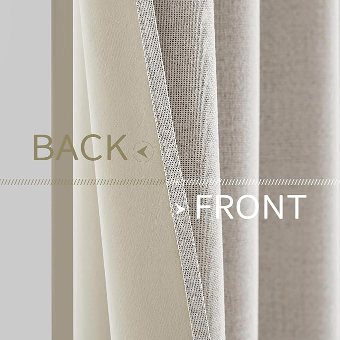 MIULEE Linen Textured Curtains for Bedroom Solid 100% Blackout Thermal - Image 6