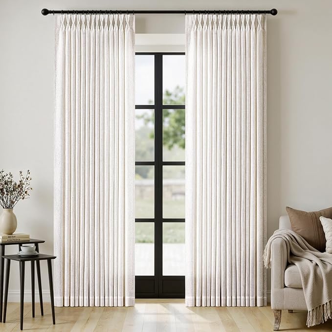 MIULEE Extra Wide 60 Inch Width Pinch Pleated Thick Linen Curtains 96 Inches by MIULEE