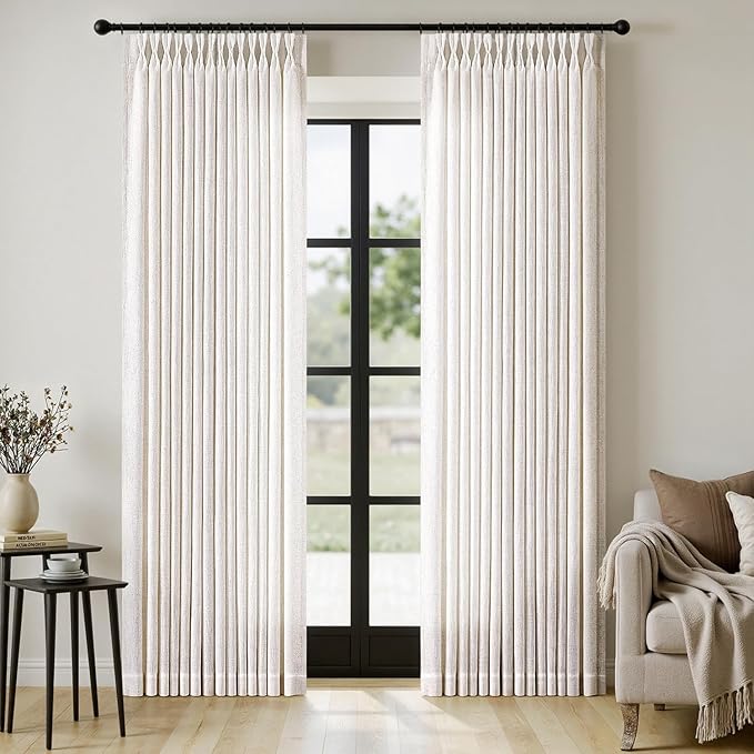MIULEE Pinch Pleated Thick Linen Curtains 94 Inches Long 2 Panels by MIULEE