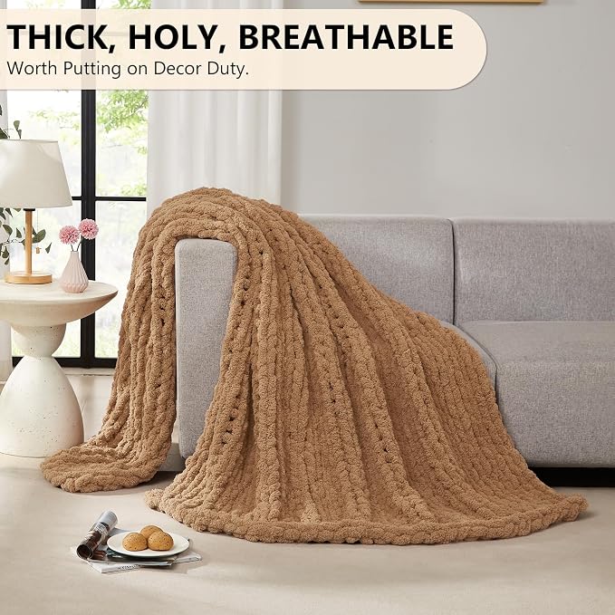 L'AGRATY Chunky Knit Throw Blanket - Image 6