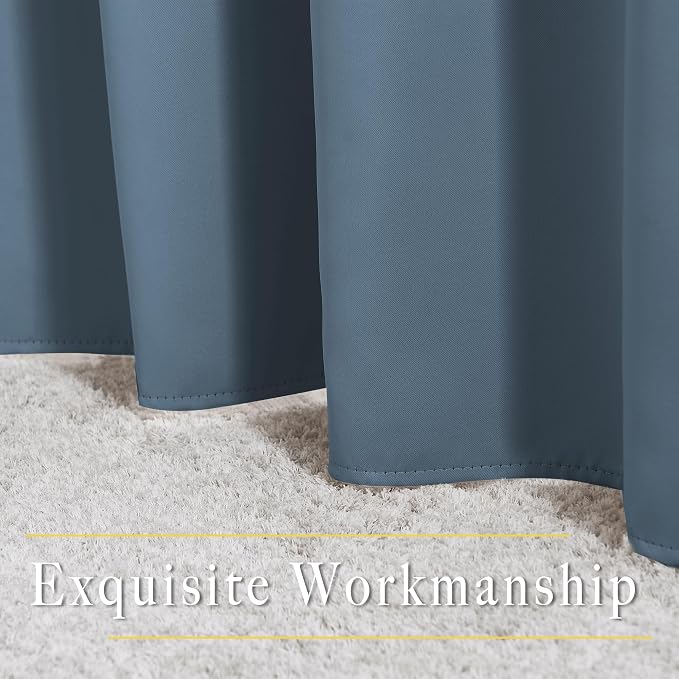 NICETOWN Smoky Blue Curtains 84 inch Length 2 Panels, Grommet Thermal Insulated - Image 6