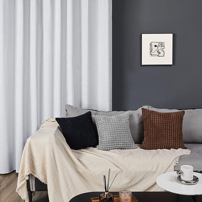 Deconovo Greyish White Curtains, Light Darkening Curtain, Thermal Insulated - Image 8
