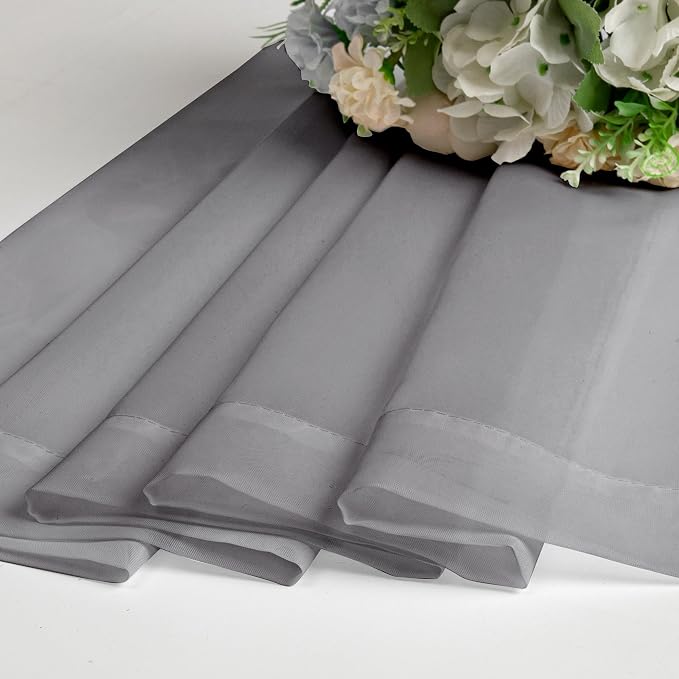 Chyhomenyc Sheer Curtains 63 Inch Length 2 Panels, Charcoal Grey | Light - Image 6