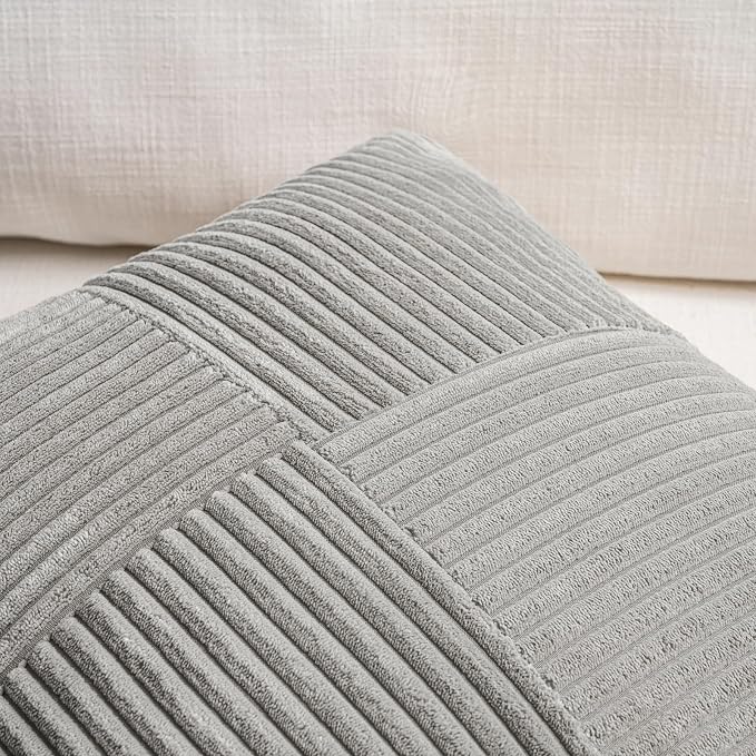 Fancy Homi 2 Packs Grey Lumbar Decorative Throw Pillow Covers 14x24 Inch - Image 3