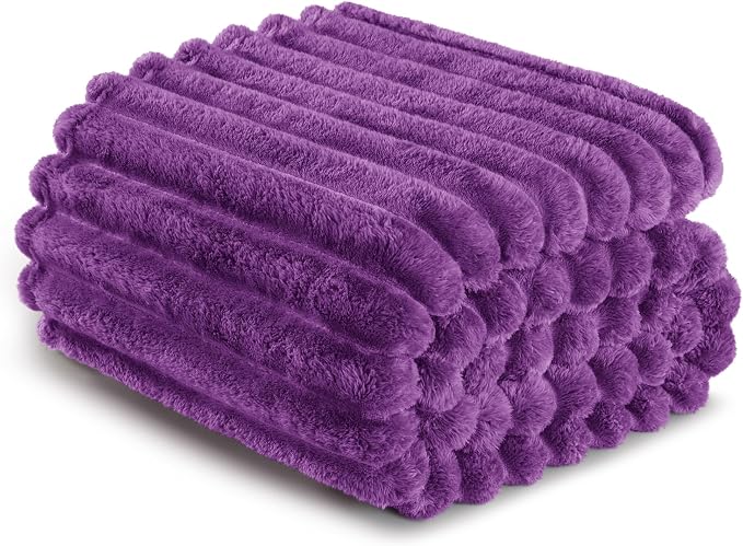 Exclusivo Mezcla Queen Size Flannel Fleece Blanket, Super Soft Striped Jacquard - Image 6