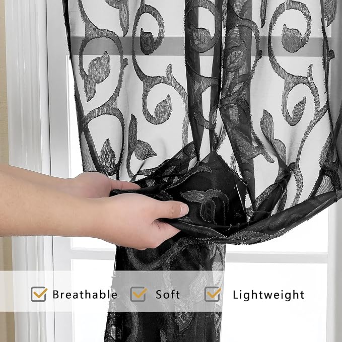 Furman Sheer Black Curtains 84 inches Long - Image 4