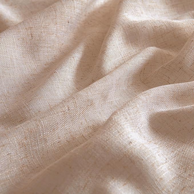 MIULEE Natural Beige Linen Curtains 84 Inch Length 2 Panels - Image 4