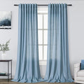 Blue Linen Curtains 96 inches Long by Nanspring