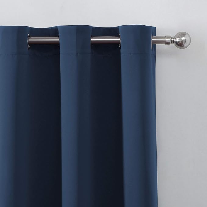 Navy Blackout Curtains 66 x 63 Inch Length/Set of 2 Curtain Panels/Thermal - Image 6