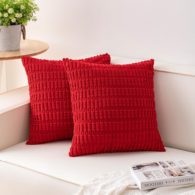 Aegero Pack of 2 Corduroy Decorative Throw Pillow Covers 22x22 Inch by Unknown