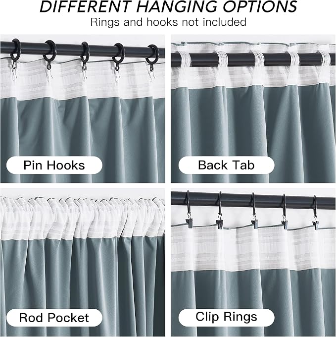 RYB HOME Stone Blue Velvet Curtains 90 inches Long - Image 4