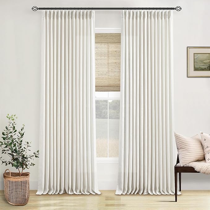 Pinch Pleated Linen Curtains 105 Inches Long by Twodrapes