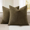 MIULEE Coffee Chenille Couch Throw Pillow Covers, 18x18 | Set of 2, Soft by MIULEE