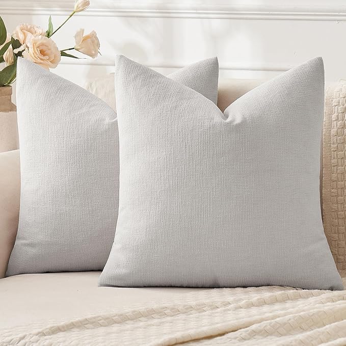 MIULEE Light Grey Chenille Couch Throw Pillow Covers, 18x18 | Set of 2 by MIULEE