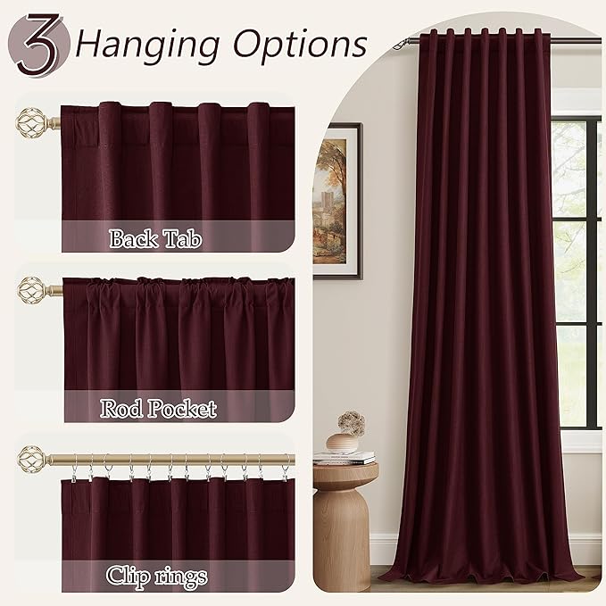 Guken 100% Blackout Curtains 120 Inch Length 2 Panels Set - Image 6