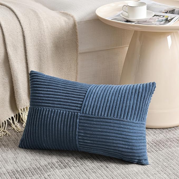 Fancy Homi 2 Packs Dusty Blue Lumbar Decorative Throw Pillow Covers 14x24 Inch - Image 2