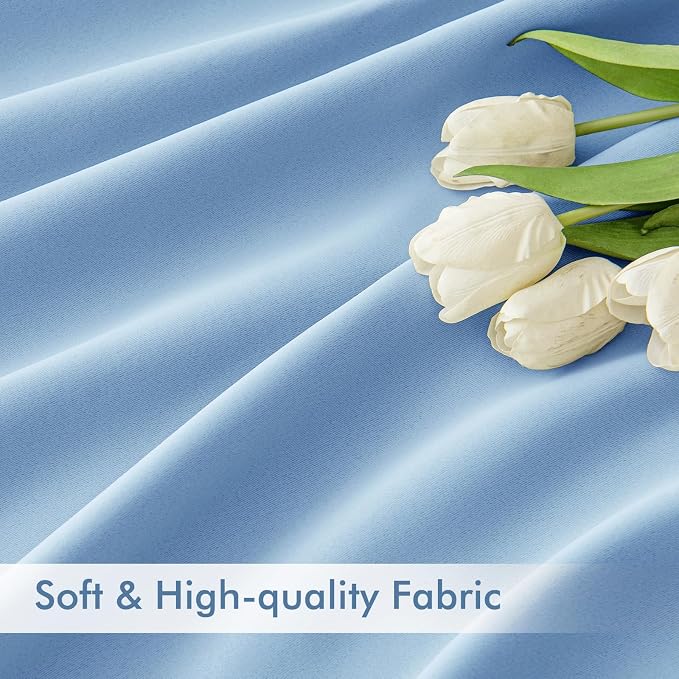 MIULEE Sky Blue Back Tab Blackout Curtains 52x120 Inch Long 2 Panels Set | Rod - Image 6