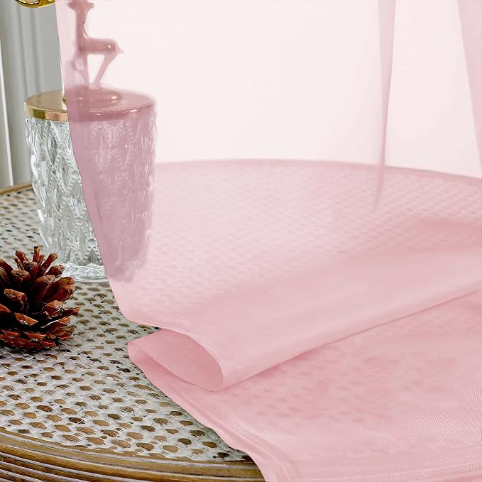 Sheer Blush Pink Curtains 108 Inches Long 2 Panels Set, 59 Inch Extra Wide - Image 4