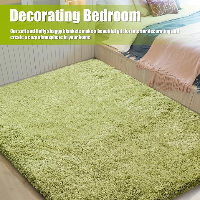 6x9 Fluffy Area Rug for Living Room, Shag Area Rugs for Bedroom, Grass Green - Image 7