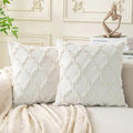 Set of 2 Soft Moroccan Throw Pillow Covers 18x18 Inch Plush Boho Decorative by Cozoomy