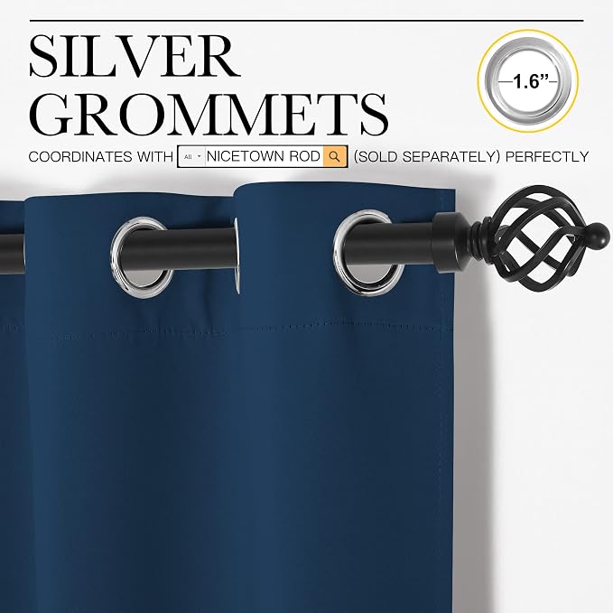 NICETOWN Moroccan Blue Blackout Curtains 86" Long, 2 Pieces - Image 3