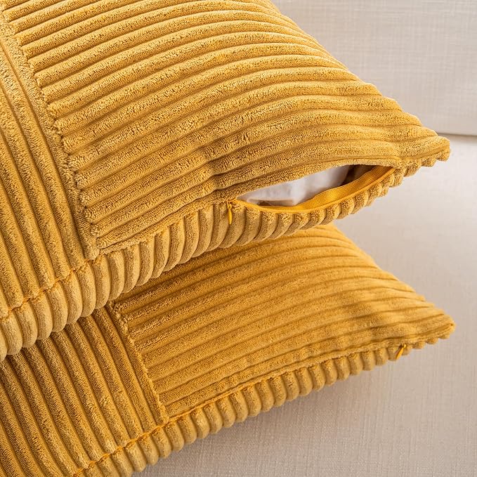 Fancy Homi 2 Packs Gold Yellow Lumbar Decorative Throw Pillow Covers 16x24 Inch - Image 4
