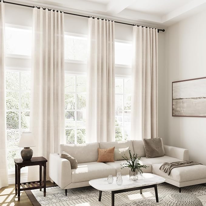 Nanspring Beige Linen Curtain 100 inches Long - Image 2
