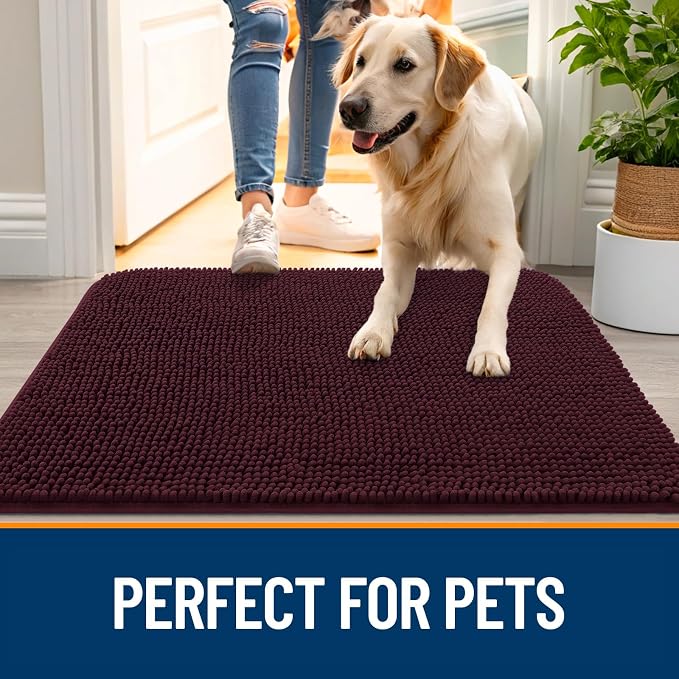 OLANLY Dog Door Mat for Muddy Paws 32x20, Super Absorbent Chenille Mud Mat | - Image 6