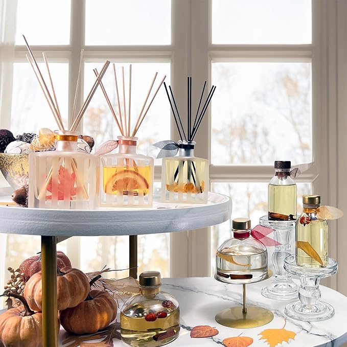 LOVSPA Reed Diffuser Set, Heirloom Pumpkim Scented Oil Diffuser with Sticks, Home Fragrance Accessories for Bathroom Shelf Decor, Aroma Diffusers for Home or Office Fall Decor, USA Made