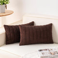 Pack of 2 Corduroy Decorative Throw Pillow Covers 12x20 Inch, Dark Brown | Fall by Unknown