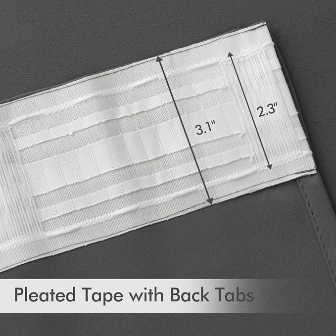 MIULEE Grey Back Tab Blackout Curtains 52x96 Inch Long 2 Panels Set | Rod - Image 4