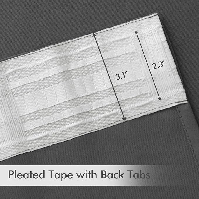 MIULEE Grey Back Tab Blackout Curtains 52x102 Inch Long 2 Panels Set | Rod - Image 4