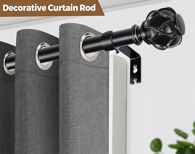 KAMANINA Curtain Rods for Windows 48 to 84 Inch, 7/8 Inch Single Decorative - Image 5