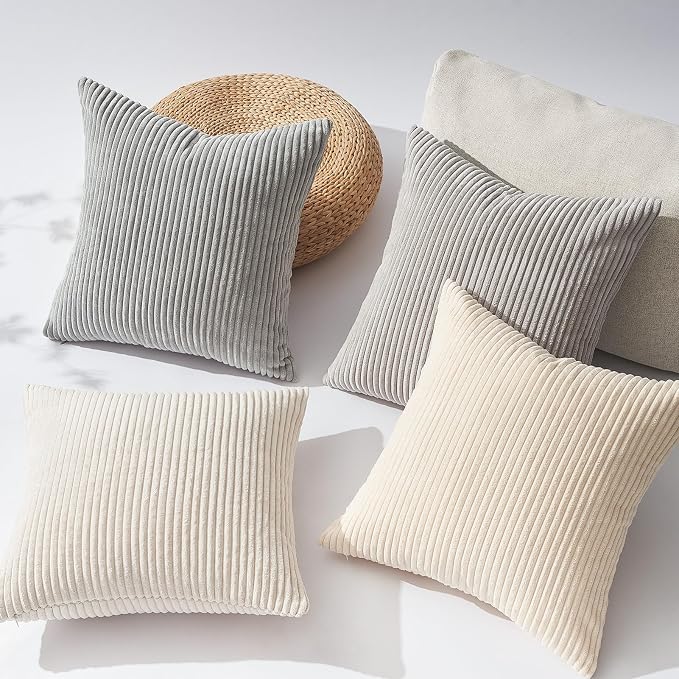 Topfinel 4 Packs Neutral Decorative Throw Pillows Covers 24x24 Inch - Image 5