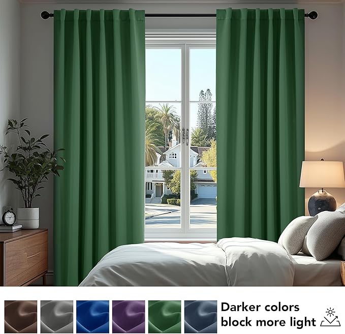 Deconovo Blackout Curtains, Thermal Insulated, W52 x L95 2 Panels, Back Tab - Image 4