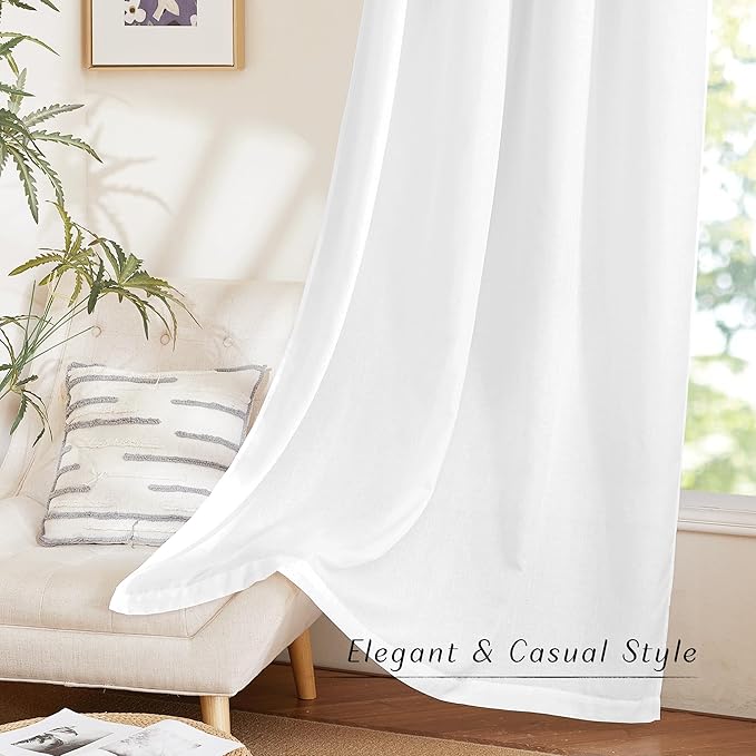 NICETOWN White Linen Curtains 90 inches Long, Grommet Thick Linen Blend Privacy - Image 6