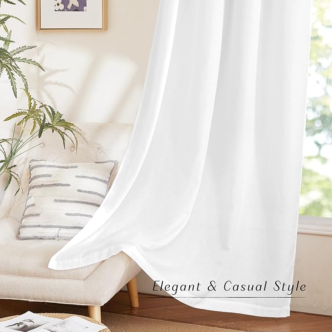 NICETOWN White Linen Doorway Curtains 80 inches Long, Grommet Thick Linen Weave - Image 6
