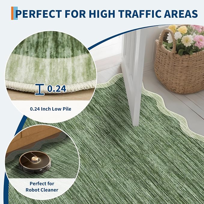 GarveeHome Scalloped Washable Rugs 8x10 Area Rugs - Image 6